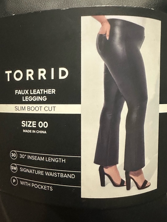 torrid Pants - torrid Black Faux Leather Slim Boot-Cut Leggings
